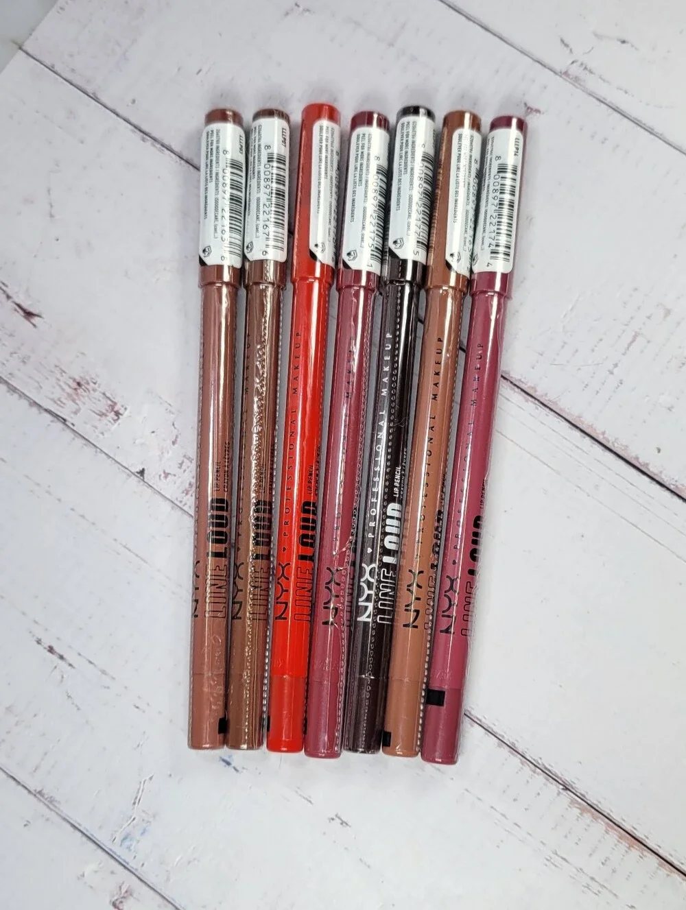 Nyx 7 Piece Line Loud Longwear Lip Liner Bundle NEW!